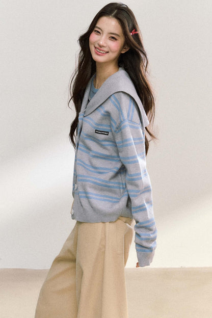 Striped Basic Cardigan Sweater