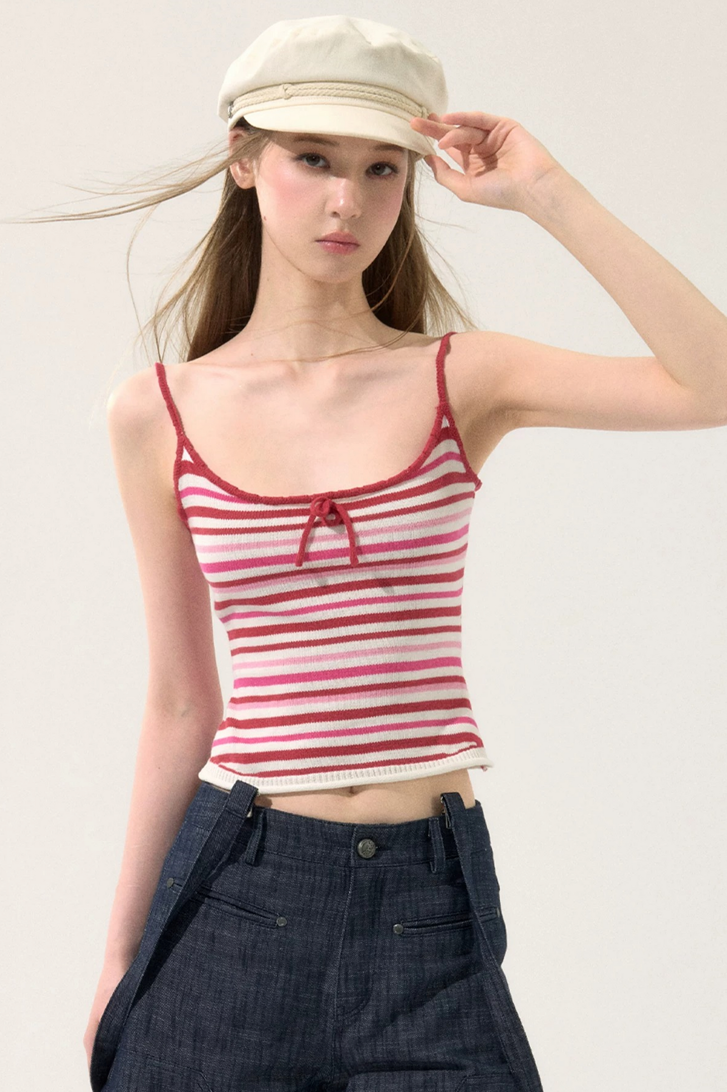 Romantic Striped Knit Vest