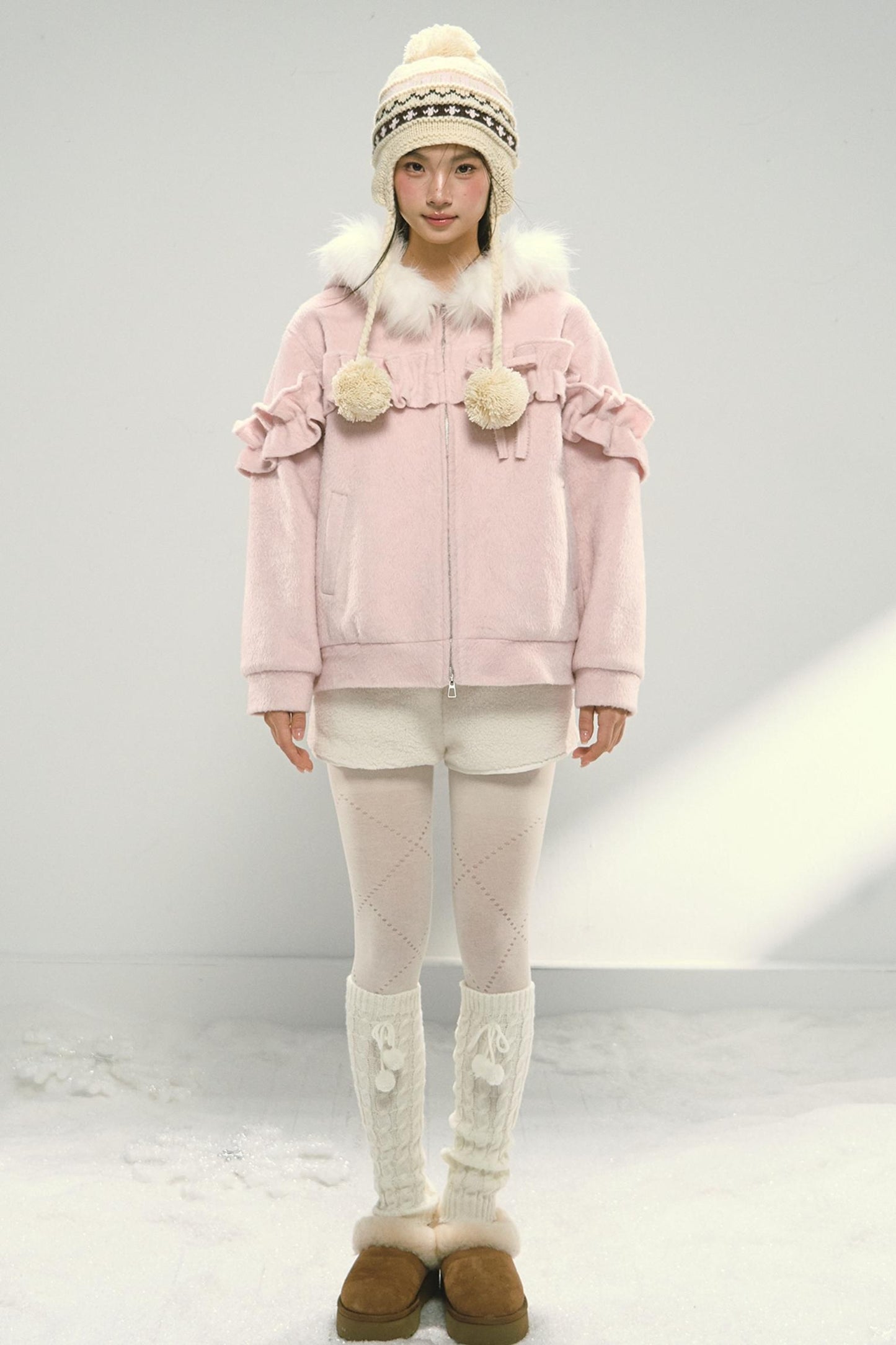 White Fur Elasticated Waist Shorts