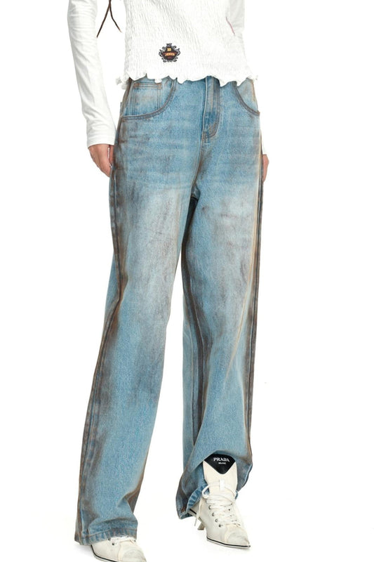 Distressed Straight Fit Pants