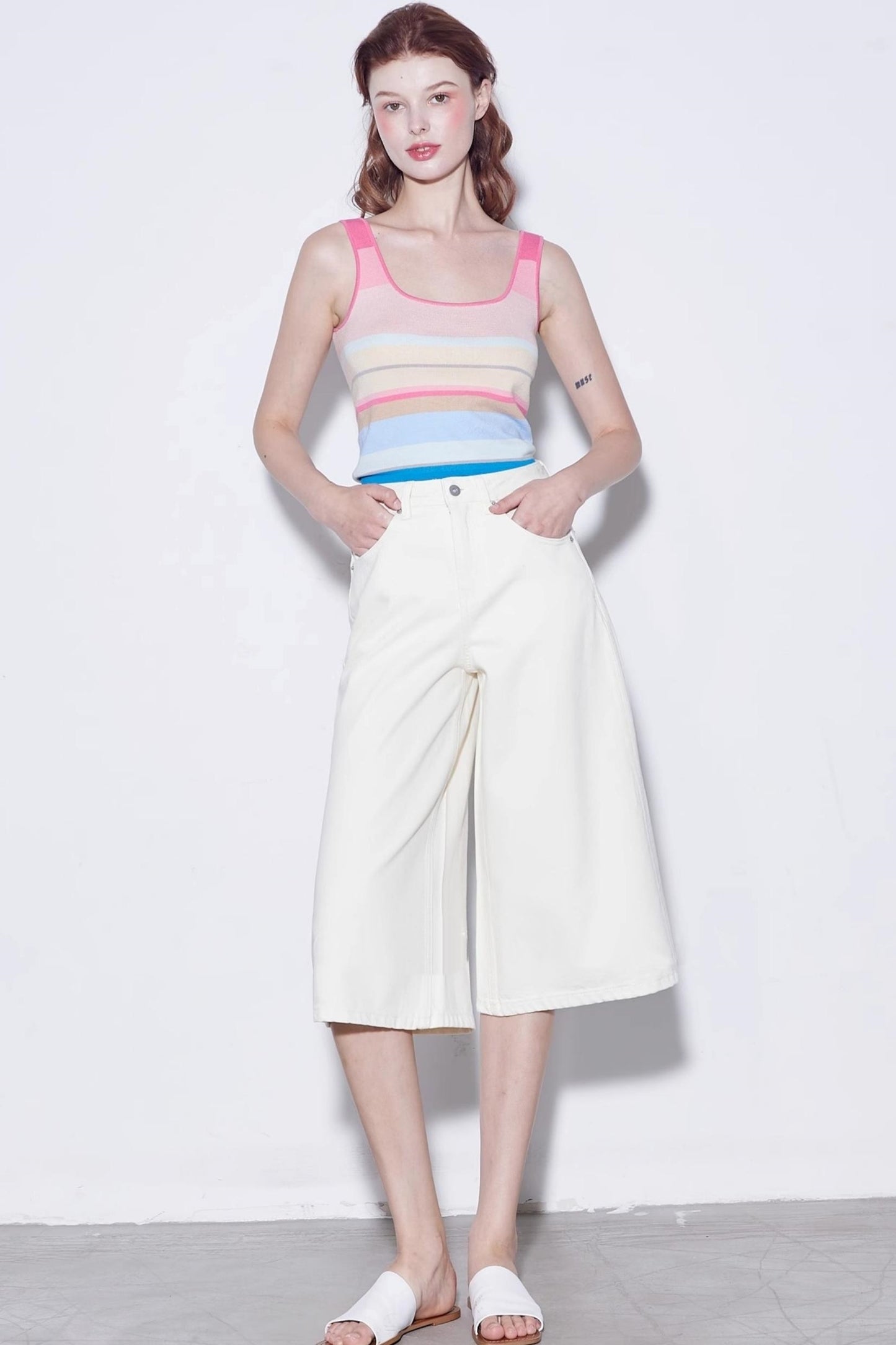 Summer Stripe Silk-Lycra Knit Vest