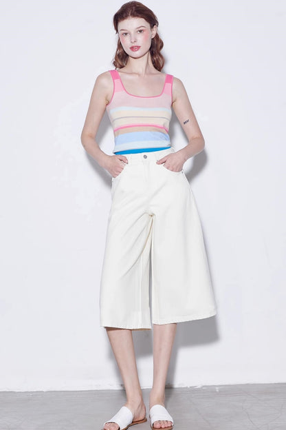 Summer Stripe Silk-Lycra Knit Vest