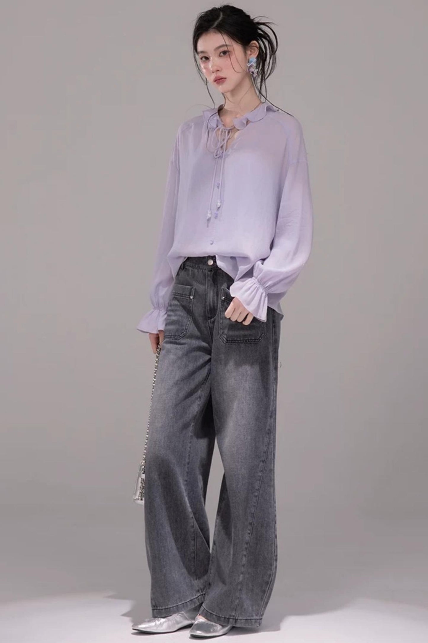 Acetate Deep Purple Blouse Set