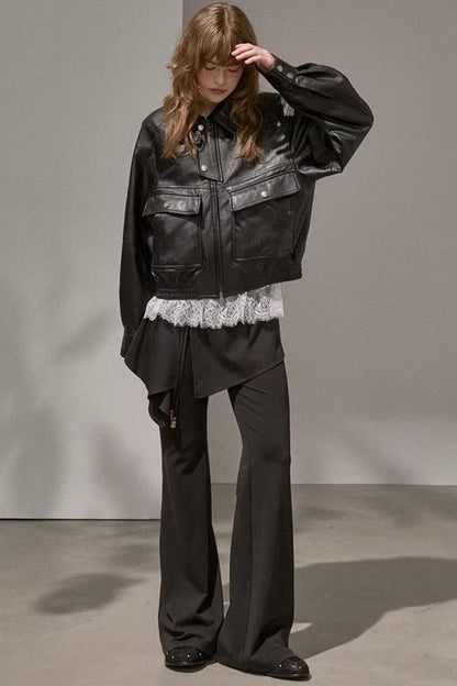 Patchwork Irregular Flared Pants