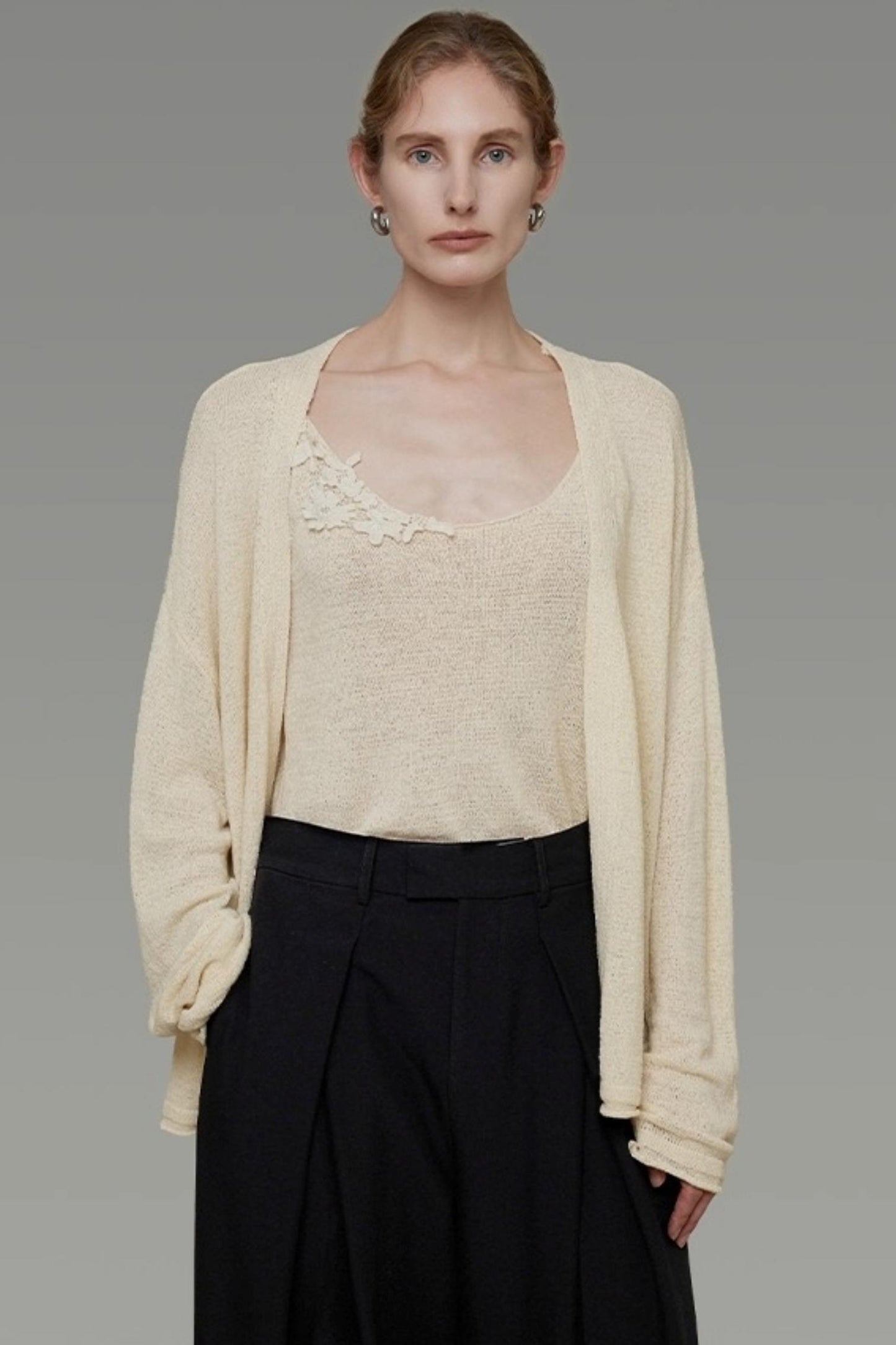 Knitted Suspender Two-Piece Top Set