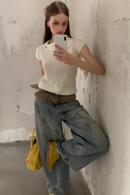 Asymmetric Loop Knit Top