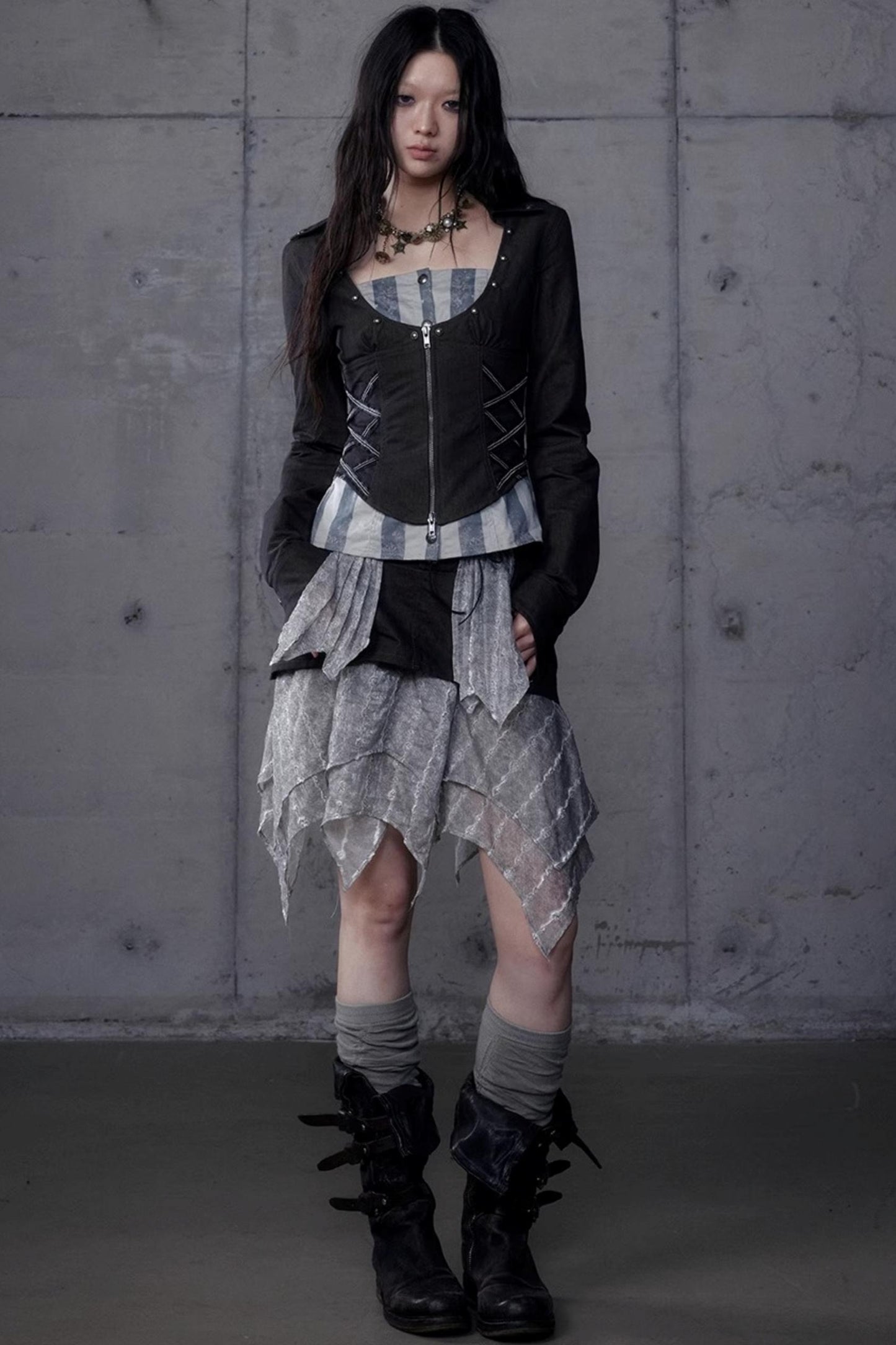 Vintage Punk Court Slim Print Long-Sleeved Shirts