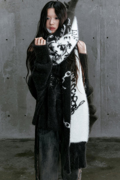 Chain Jacquard Tassel Mink Fur Scarf