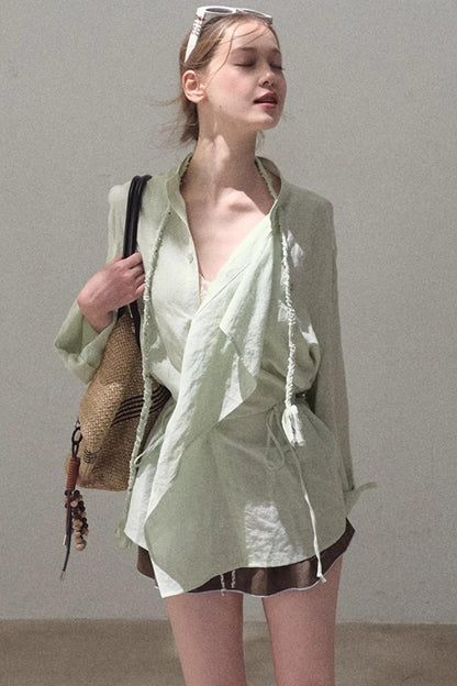 Eco-Luxe Striped Beaded Shirt