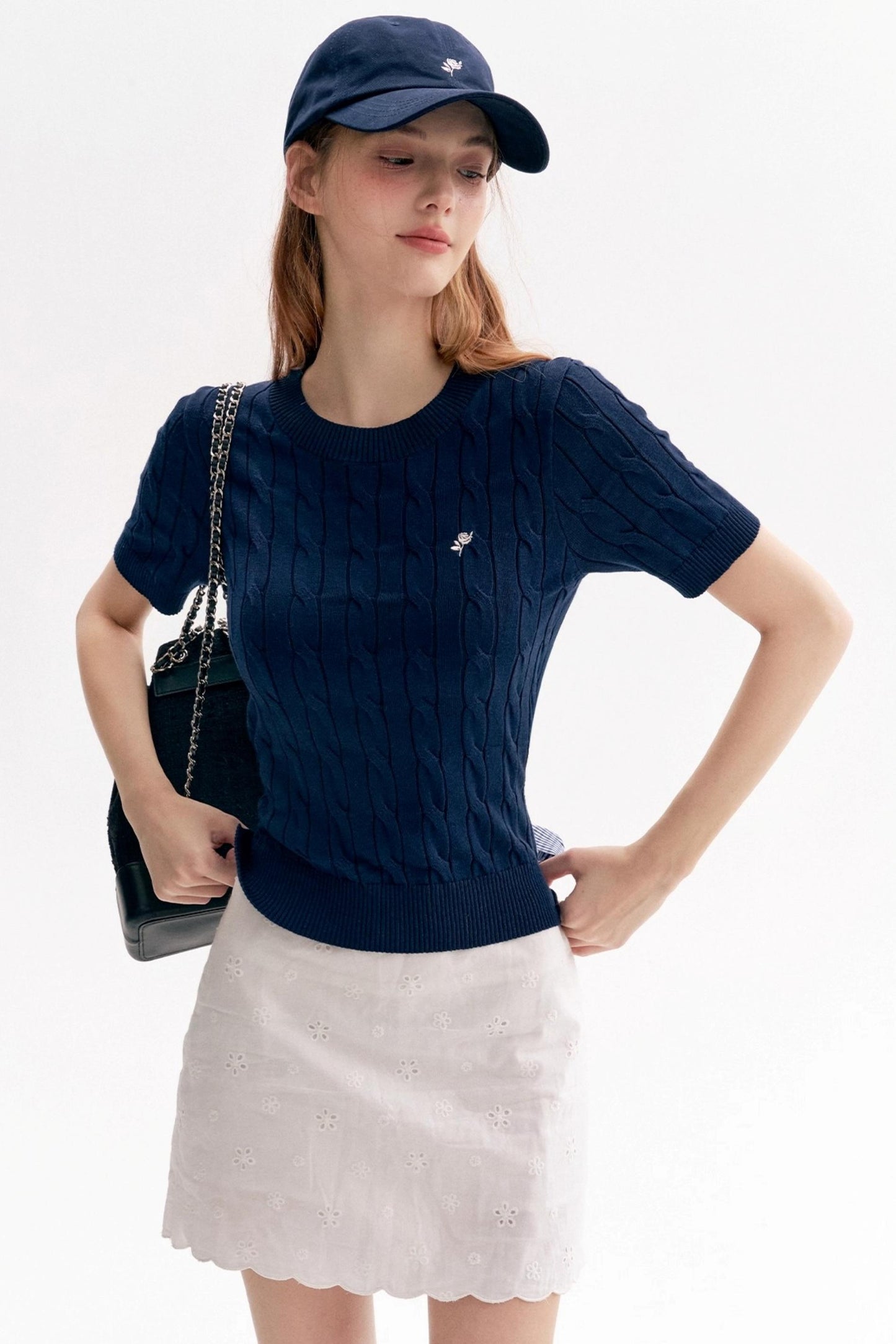 Tenniscore Cable Knit Short Sleeves