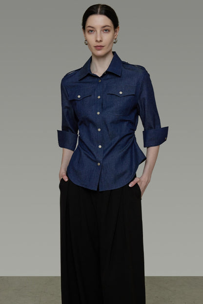 Dark Blue Slim-Fit Shirt