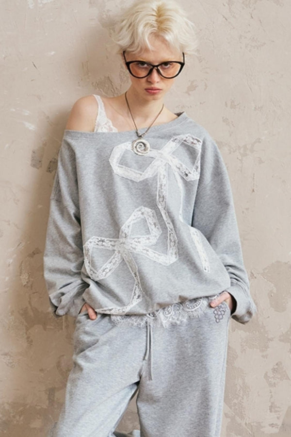 Elegant Slanted Shoulder Sweatshirt