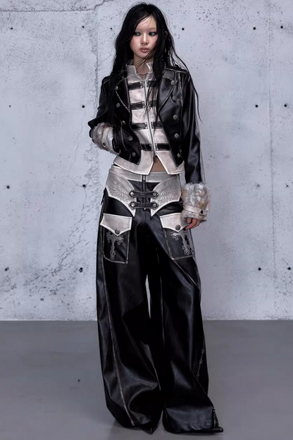 Street Punk Lederjacke im Used-Look