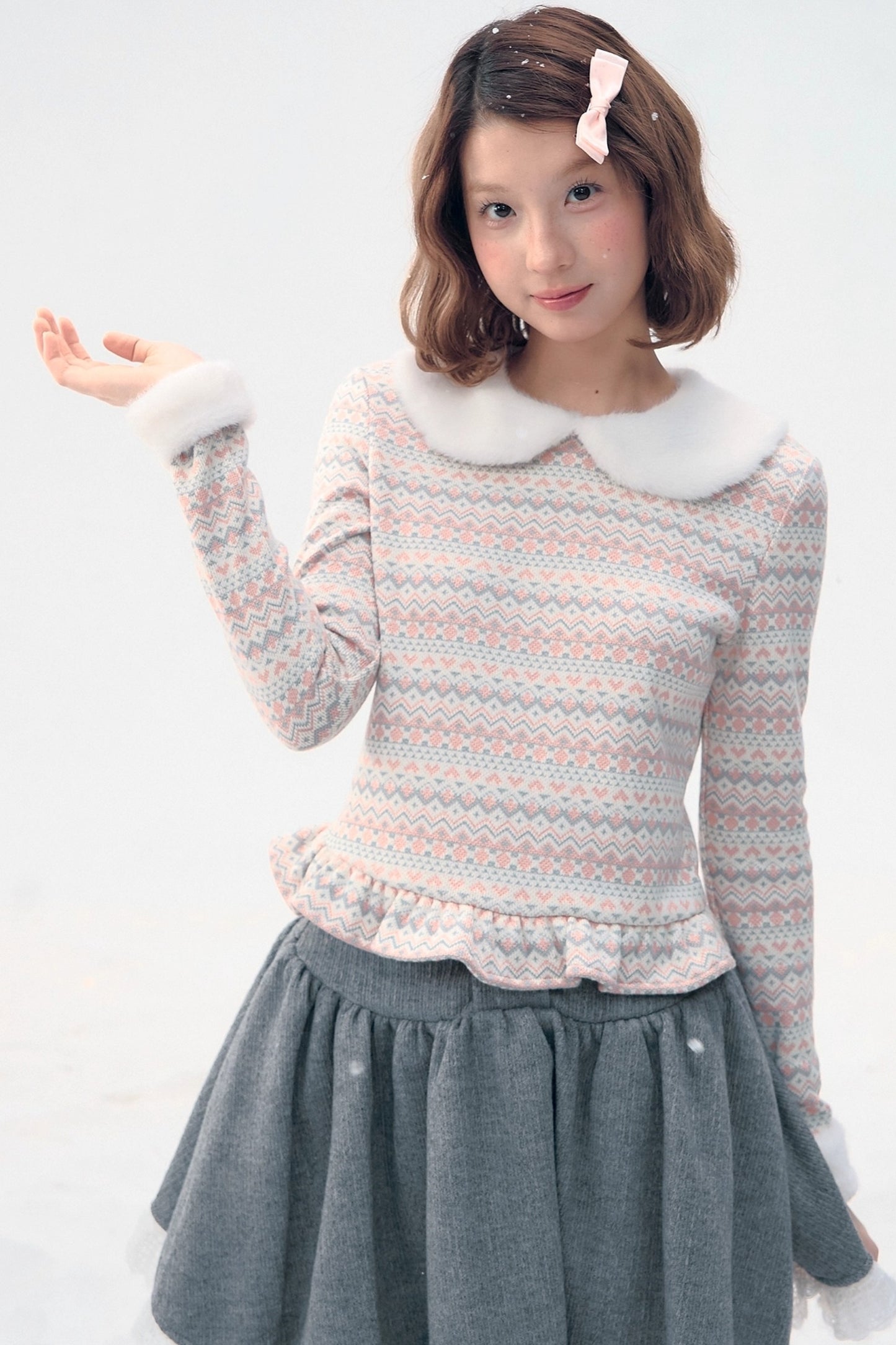 Fair Isle Polka Dot Knit Top