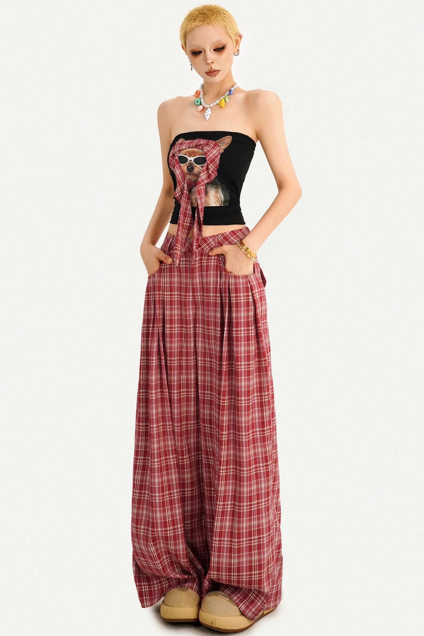 American Retro Plaid Pants