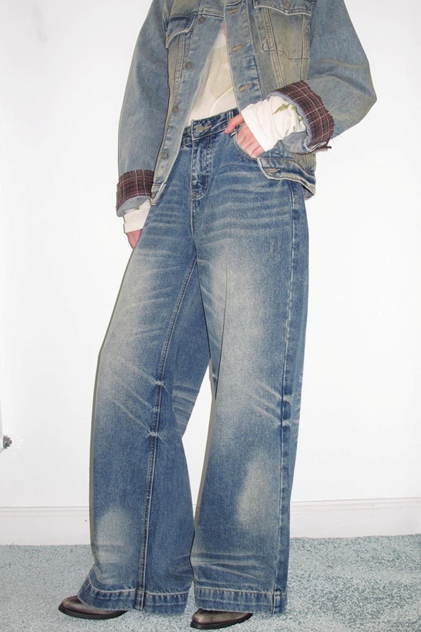 Washed Blue Denim Jeans