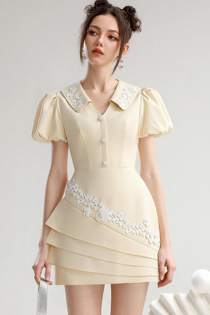 Vintage Doll Collar Asymmetrical Dress