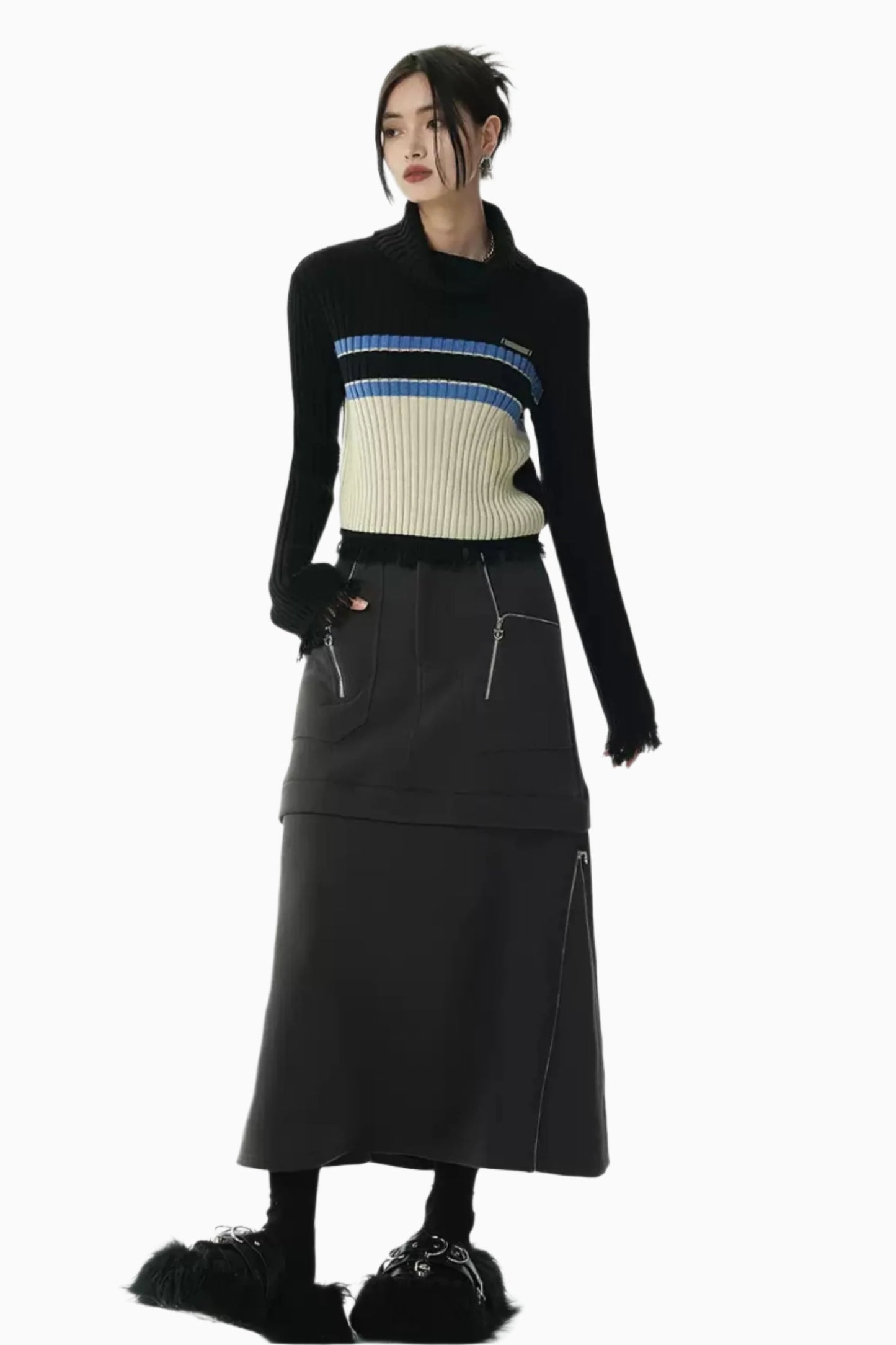 Commuter Zipper Slit Skirt