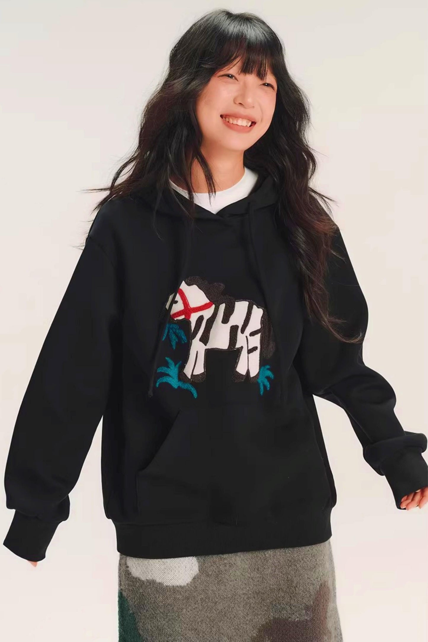 Color-Block Embroidered Hoodie