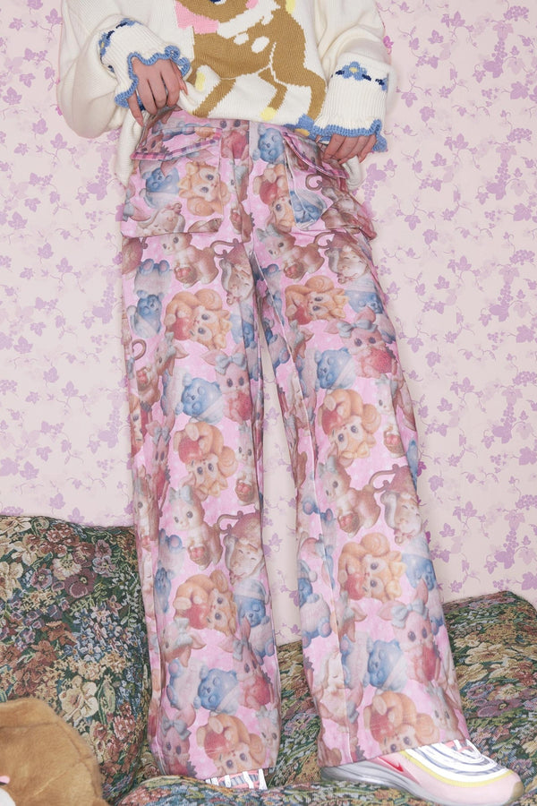 Pink Retro Animal Print Pants