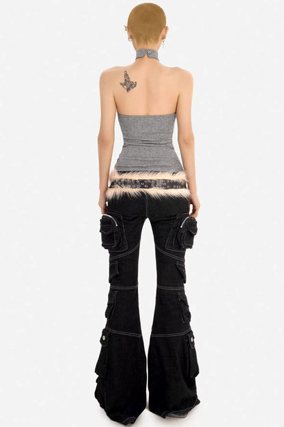 Knitted High-Neck Halter Top