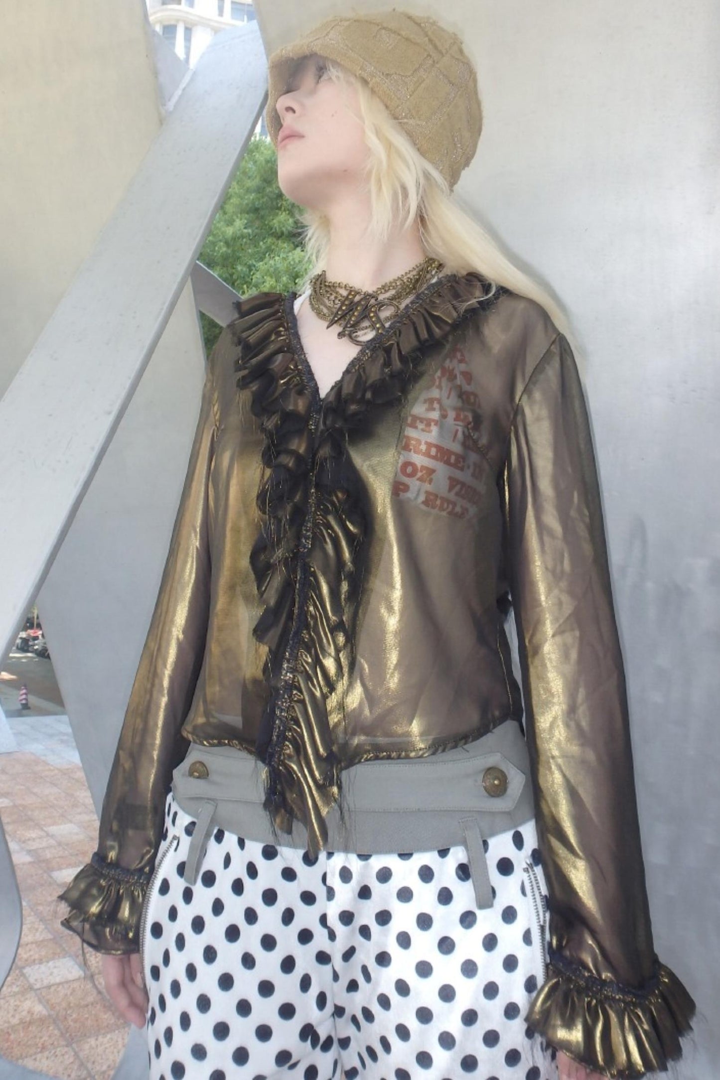 Metallic Bronze Mesh Cardigan