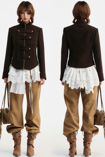 Khaki Tapered Flared Pants