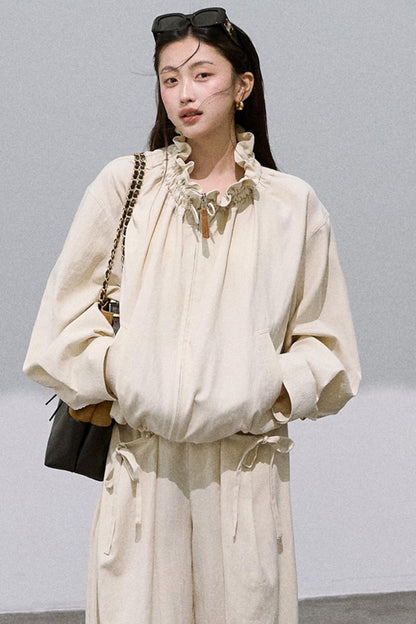 Embroidered Lace Panels Trousers & Jacket Set-Up