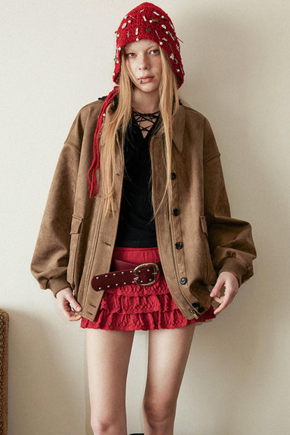 Retro Kunstlederjacke