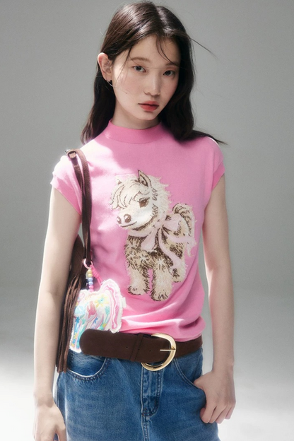 Bow-Tie Jacquard Cotton T-Shirt Set-Up