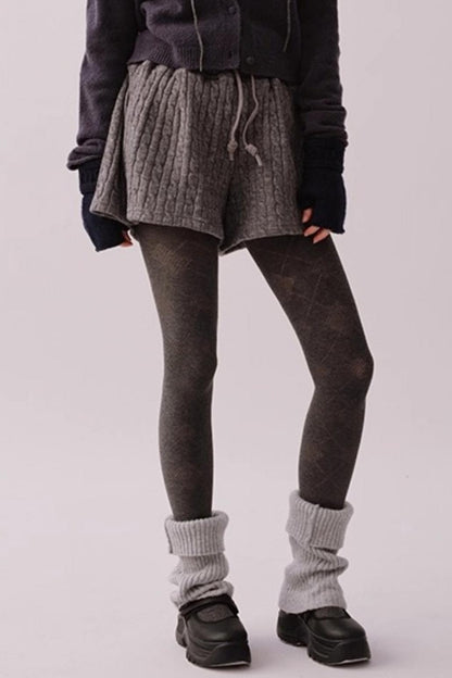 Knitted Twist Pattern Skirt Pants