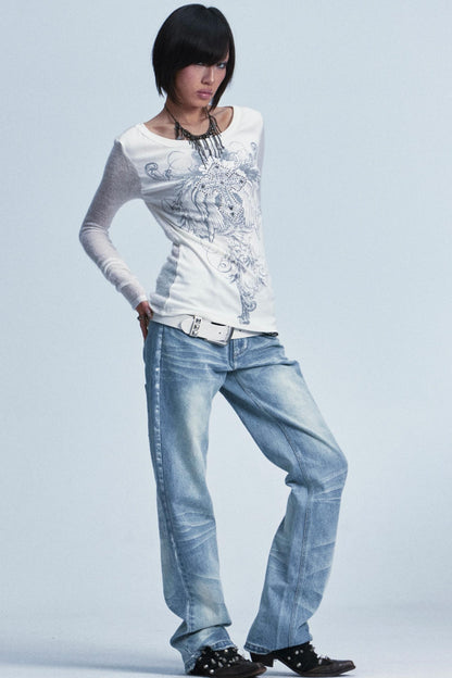 Knitted Mesh Rivet Sweater