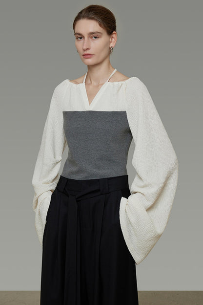 Contrast Round Neck Knit Top