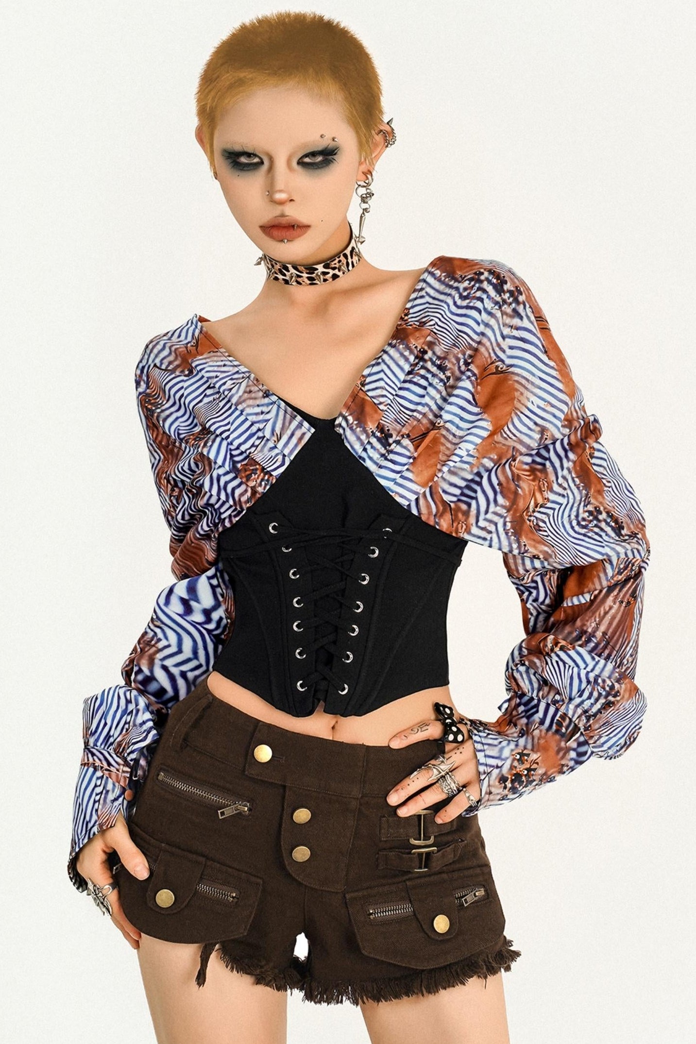 Retro Spice Girl Striped Long Sleeve Top