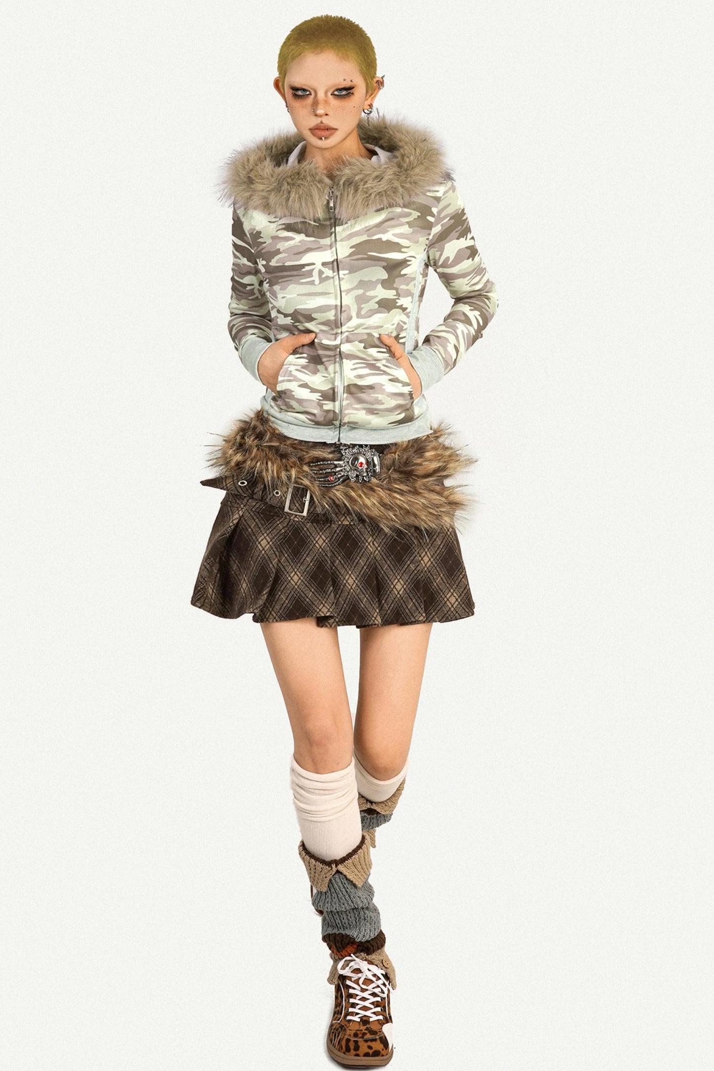 American Retro Plaid Pleated Skirt