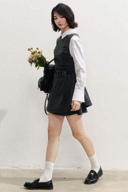 SunsetPark Plaid Leather Buckle Dress