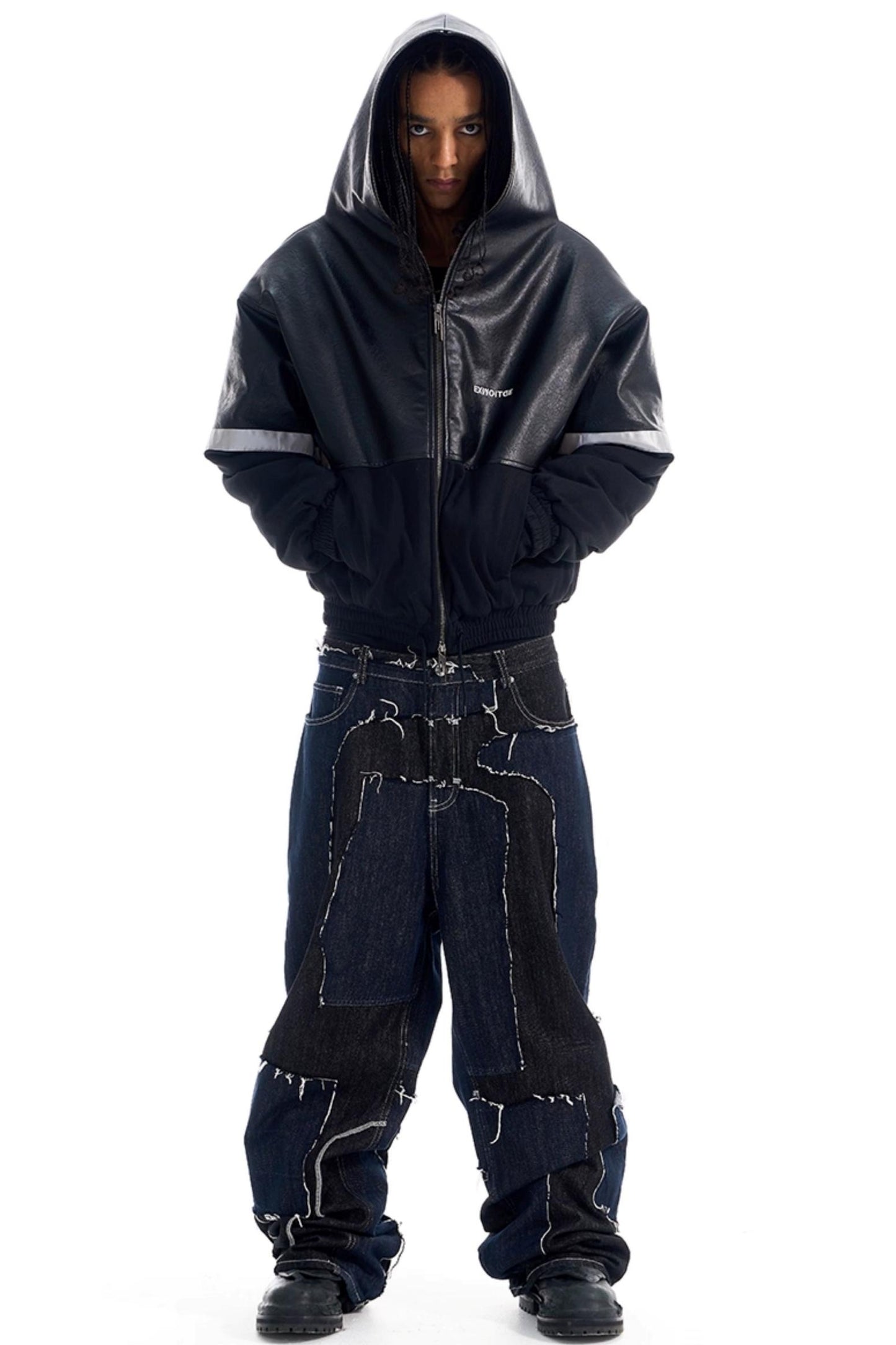 Reflective Silhouette Leather Coat