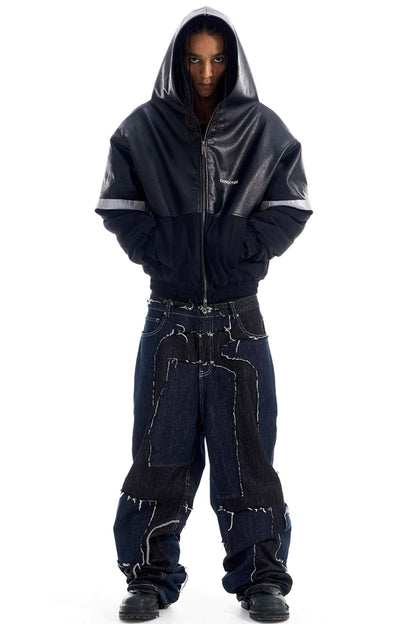 Reflective Silhouette Leather Coat