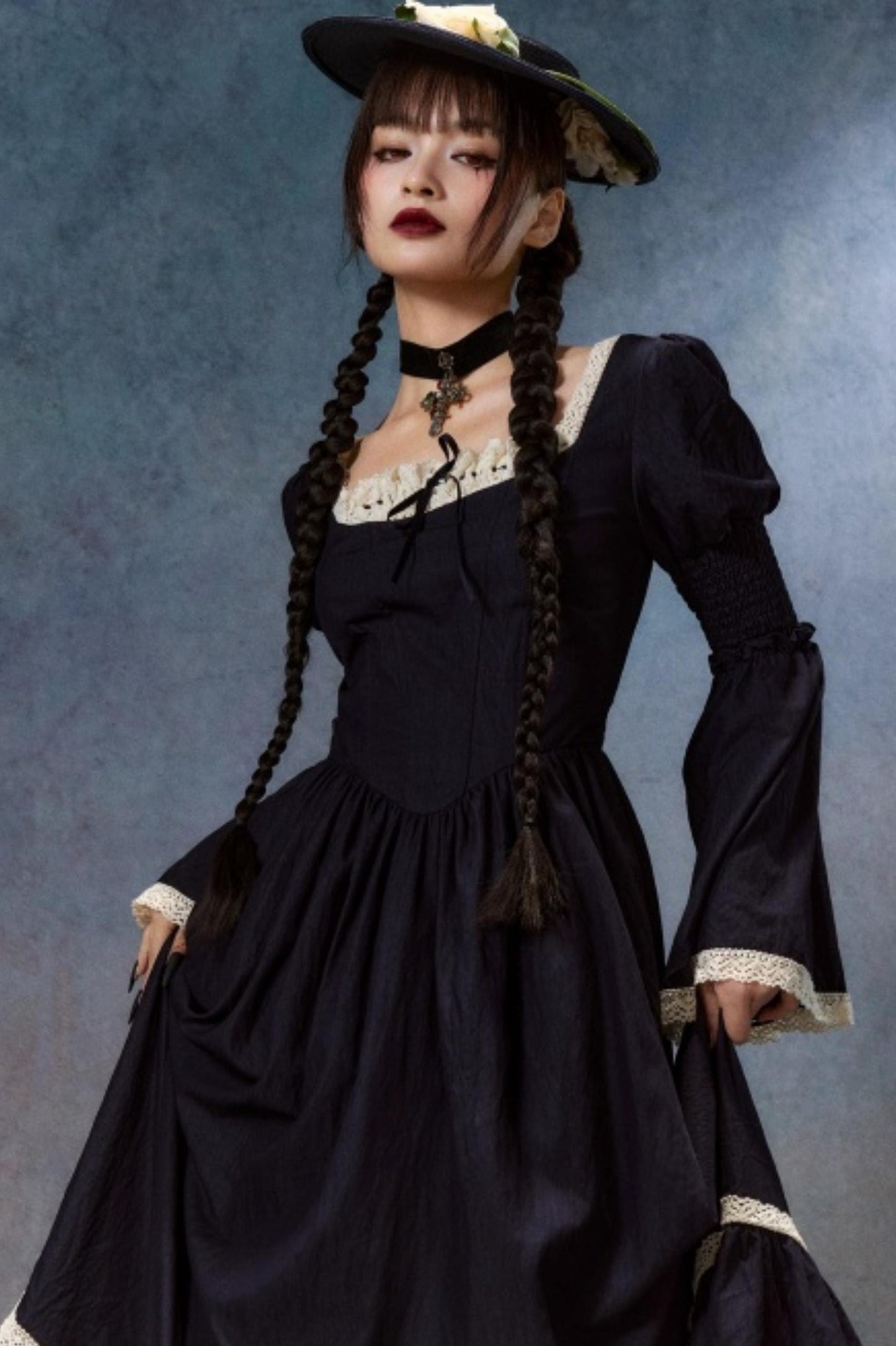 Dark Blue Lace Dress