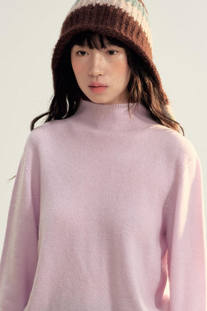 Colorful Wool Mid-Neck Winter Top