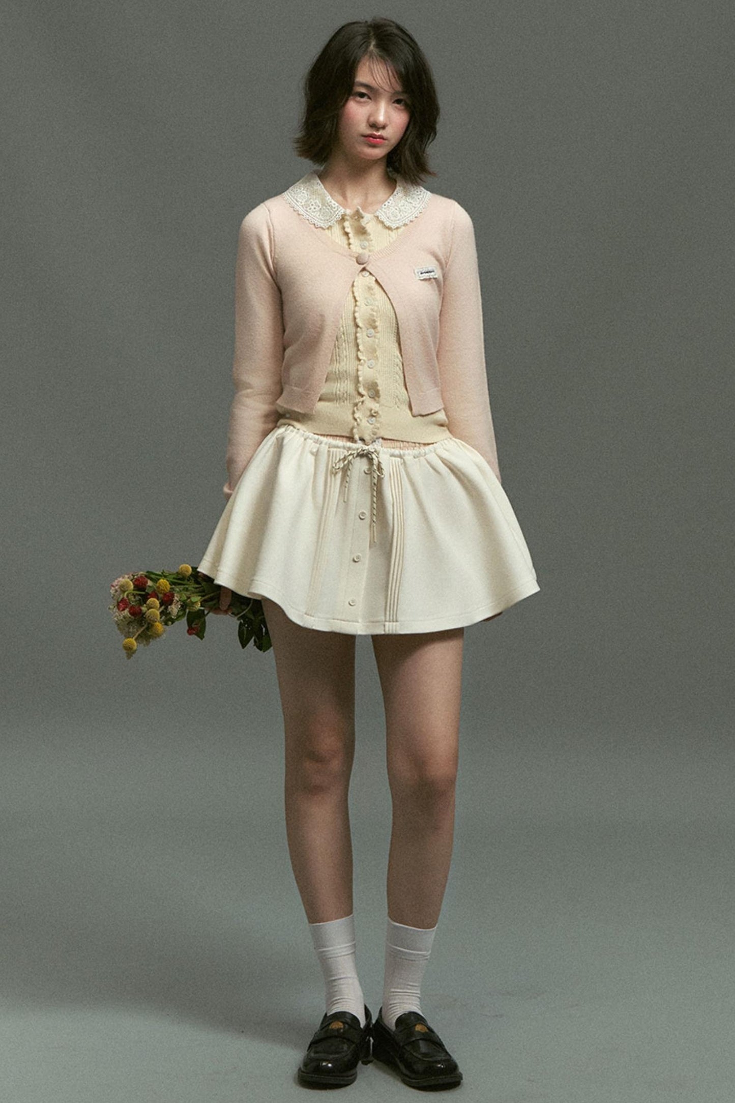 Fake two Piece Lace Knit Top