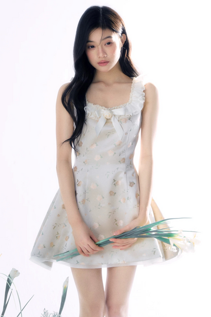 Transparent Rose Jacquard Dress