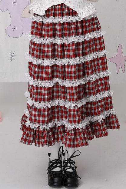 Red Plaid Lolita Skirt