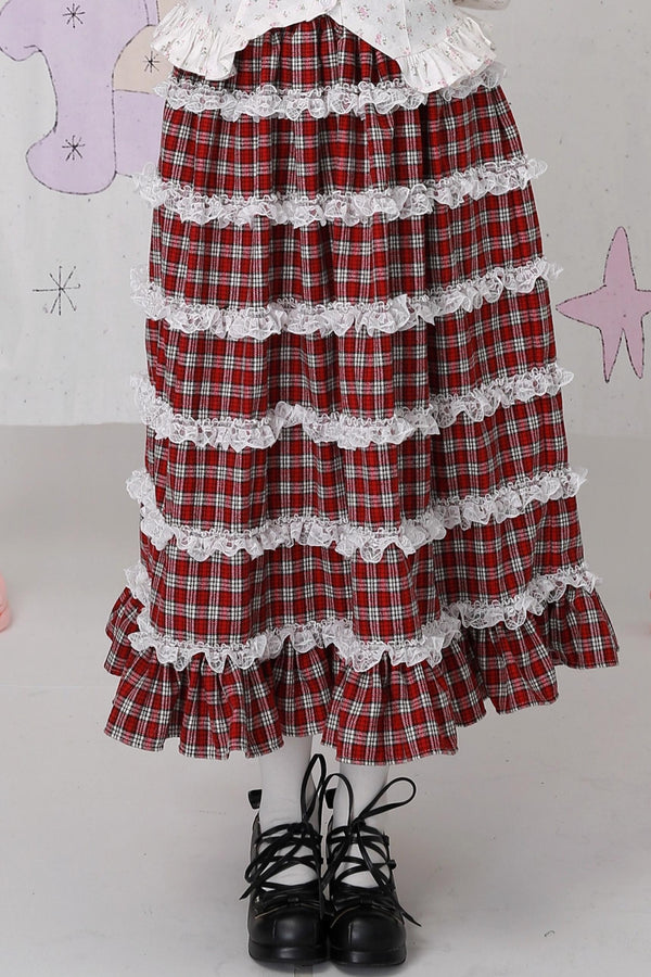 Red Plaid Lolita Skirt