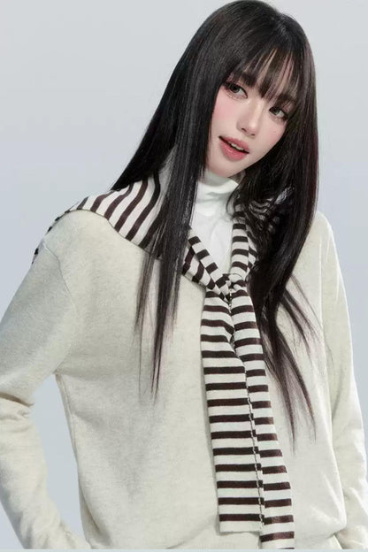 Striped Knitted Shawl Top