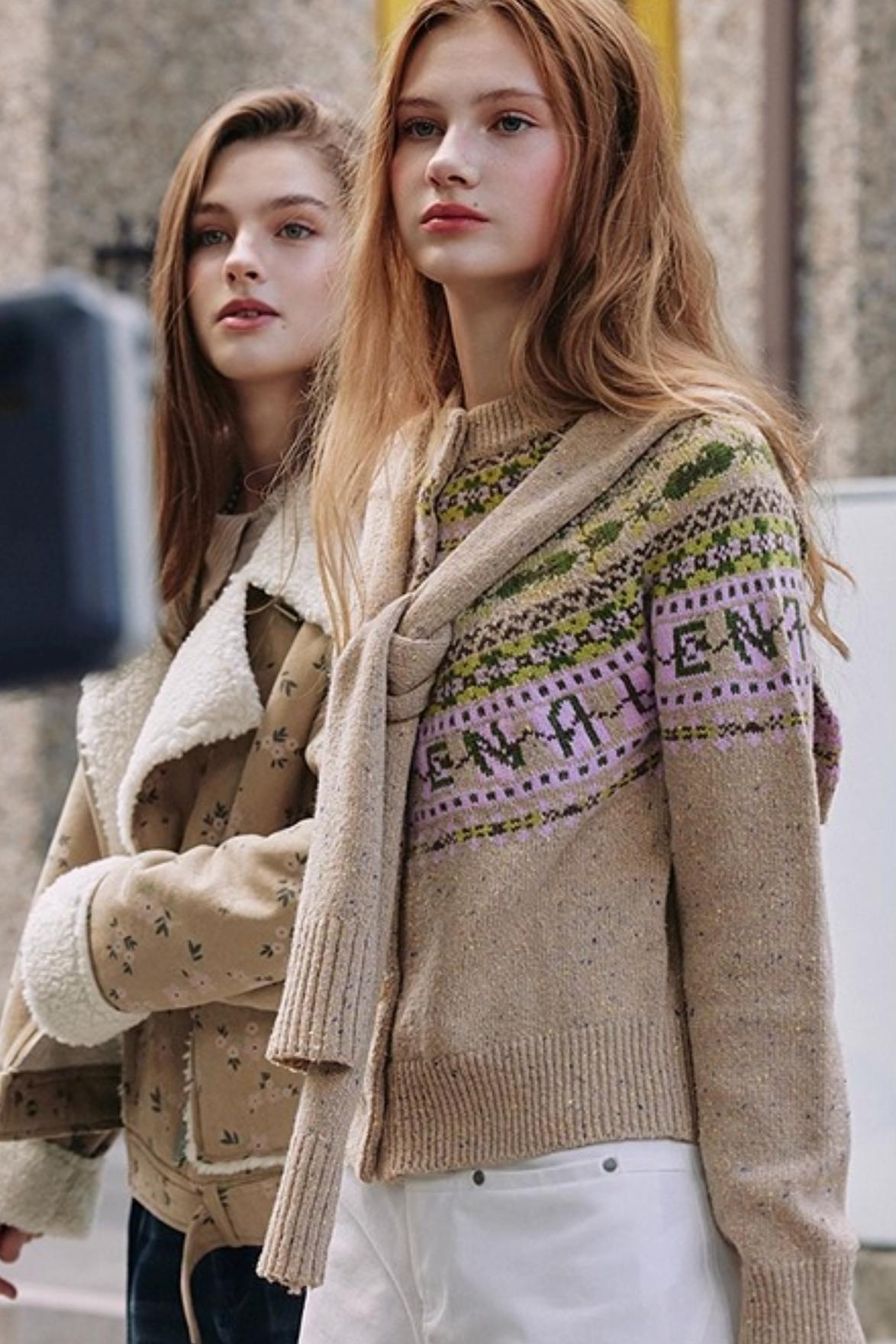 Khaki Fair Isle Wool Cardigan