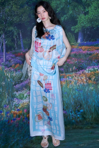 Square Plaid Print Satin Skirt Set-Up