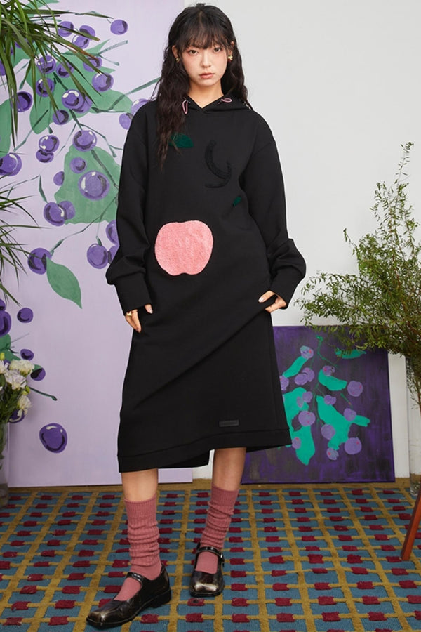 Retro Apple Towel Embroidery Dress