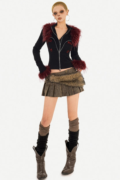 Mid-Low Waist Mini Pleated Short Skirt