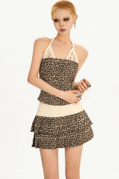 Leopard Panelled Blouse Set